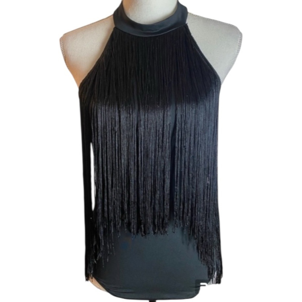 NWOT Black Fringe Bodysuit Size Medium